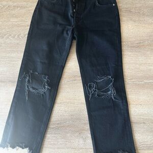 We The Free Black Ankle Cropped Jeans with Raw Hem